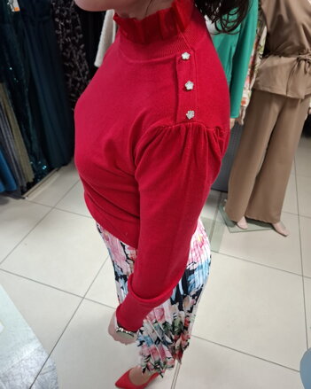 Pulover tenky pleteny cerveny