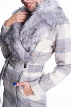 Elegantný Panna kabát MAYO CHIX kockovaný