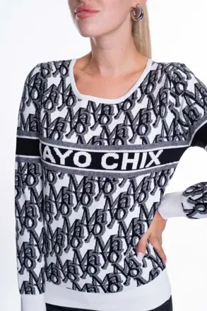 MAYO CHIX pulover Pearl bielo čierny
