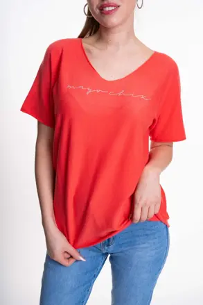 MAYO CHIX pleteny pulover koral