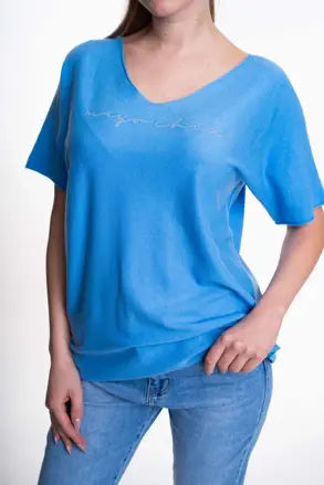 MAYO CHIX pleteny pulover modry