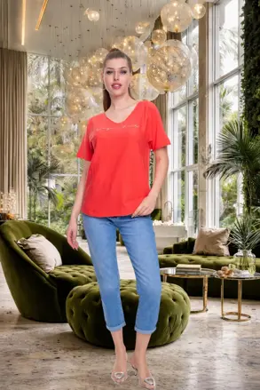 MAYO CHIX pleteny pulover koral