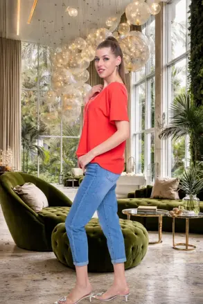 MAYO CHIX pleteny pulover koral