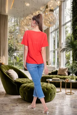 MAYO CHIX pleteny pulover koral