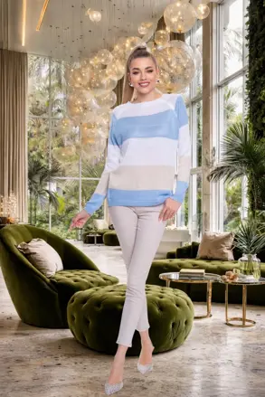 MAYO CHIX Palmer pleteny pulovrik sv.modry