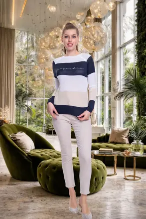 MAYO CHIX Palmer pleteny pulovrik tm.modry