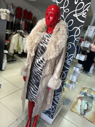 DAMSKY KOZENKOVY kabat ZATEPLENY bežovy