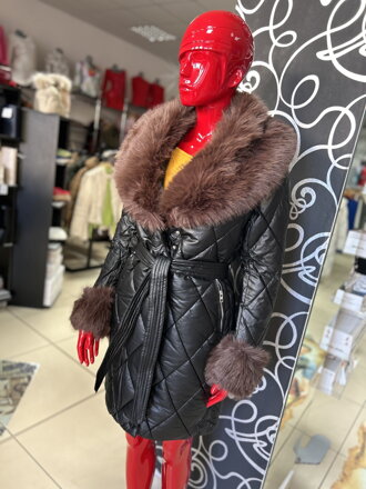 DAMSKY ZIMNY kabat čierno hnedy