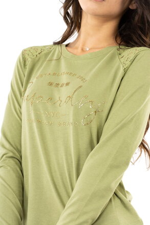 Dámske tričko NYC Lace Insert Linen Top SUPERDRY
