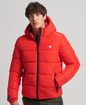 Pánska Sports Puffer Hooded Jacket červená