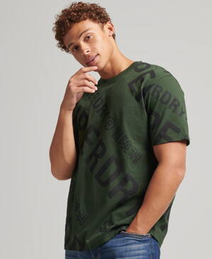 Voľné tričko s celoplošnou potlačou SUPERDRY zelené