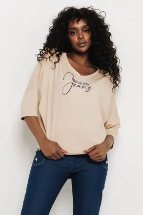 AMNESIA tricko Inker krem