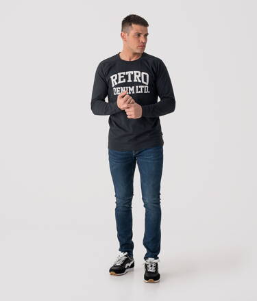 Pánske tričko Crew Longsleeve Black RETRO Jeans