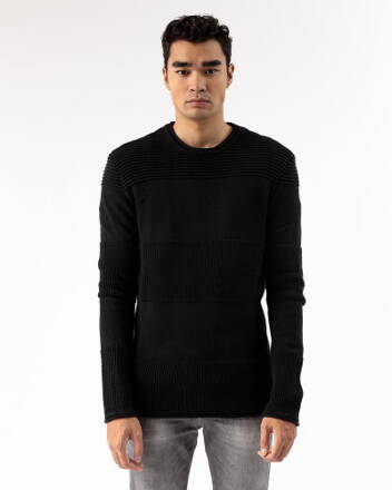 DEVERGO pánsky pleteny pulover čierny